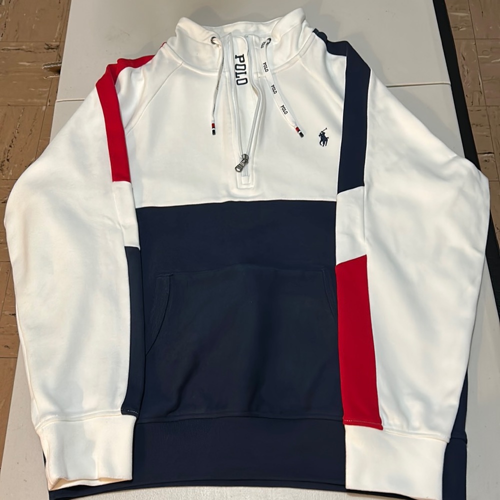 Polo Ralph Lauren 1/4 Zip Color-Block Cotton Pullover Sweatshirt
